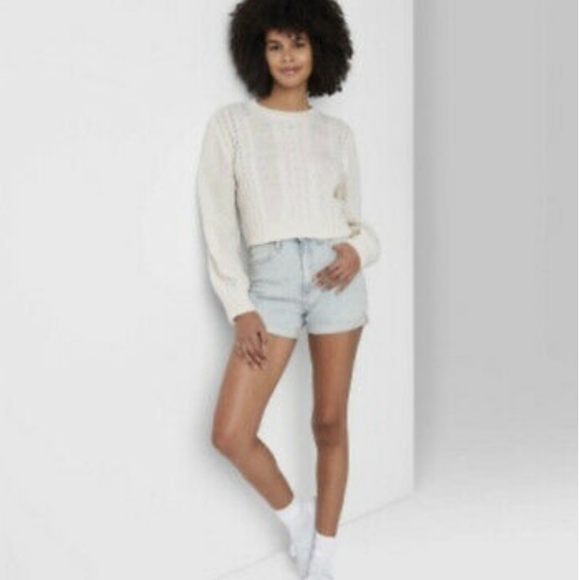 Wild Fable Highest Rise Light Acid Wash Folded Hem Jean Shorts Size 18 - Picture 2 of 10